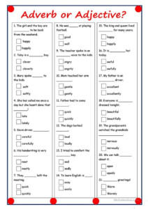 Adjective Or Adverbs Worksheets AdverbWorksheets Net