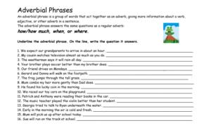 Adverb Phrase Worksheet With Answers Worksheets Joy Adverbworksheets Net