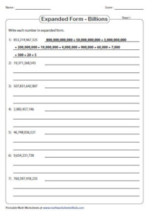 Standard And Expanded Form Billions Place Value Expanded Form