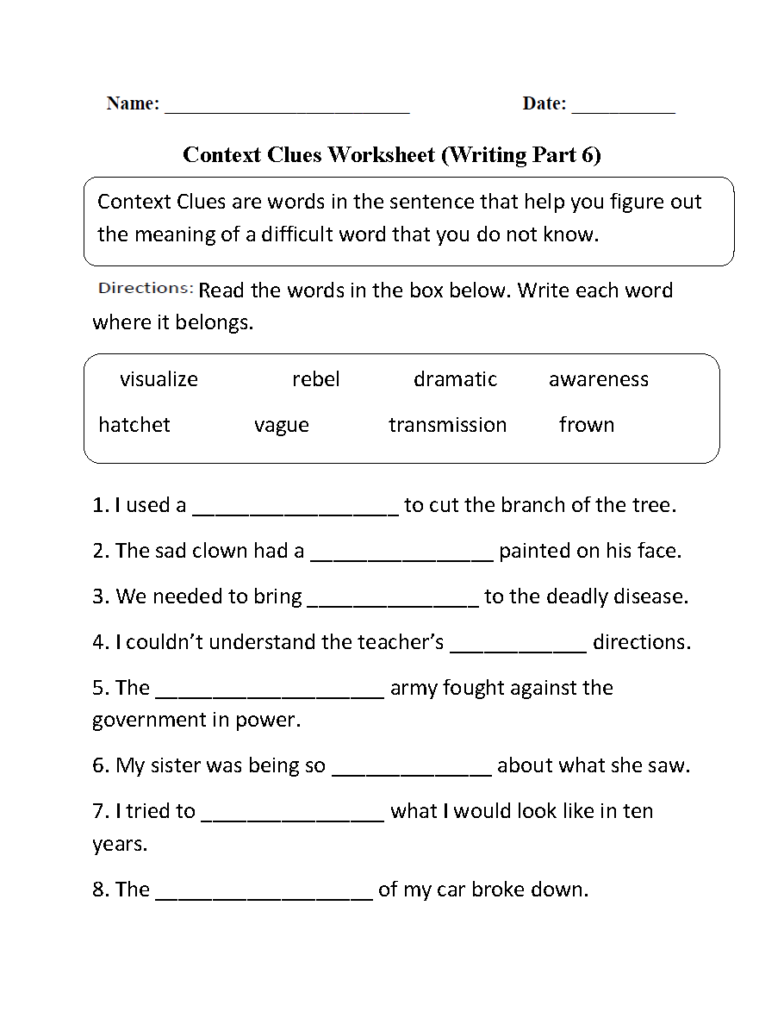 18 Context Clues Worksheets Printable Worksheeto