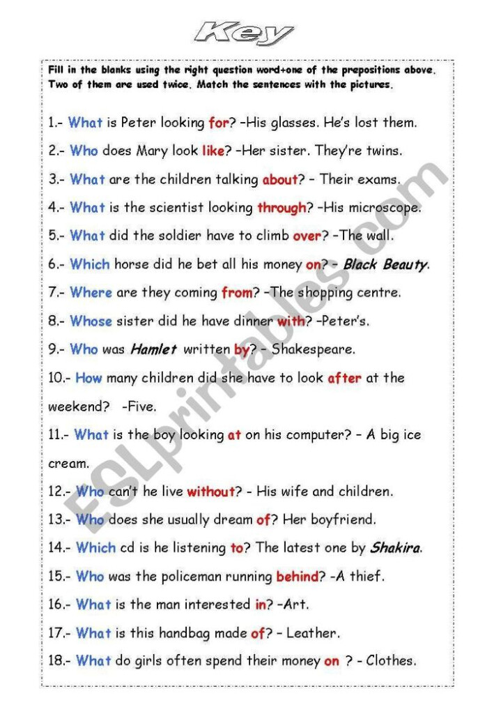 4 Fill In The Blank Grammar Worksheets WH QUESTIONS WITH PREPOSITIONS B 