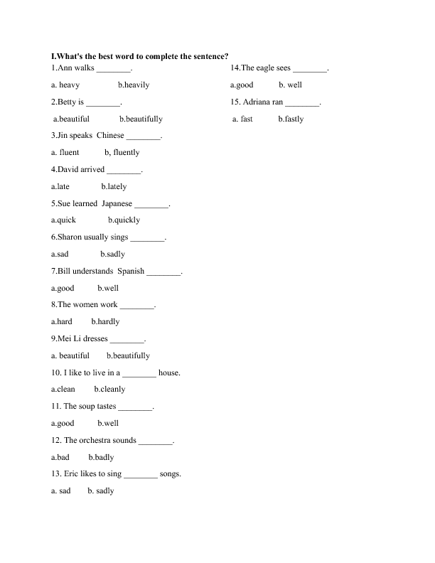 54 FREE Adjectives Vs Adverbs Worksheets