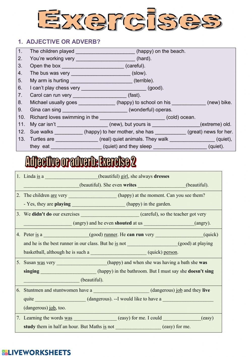 Adjective Or Adverb 2 Worksheet