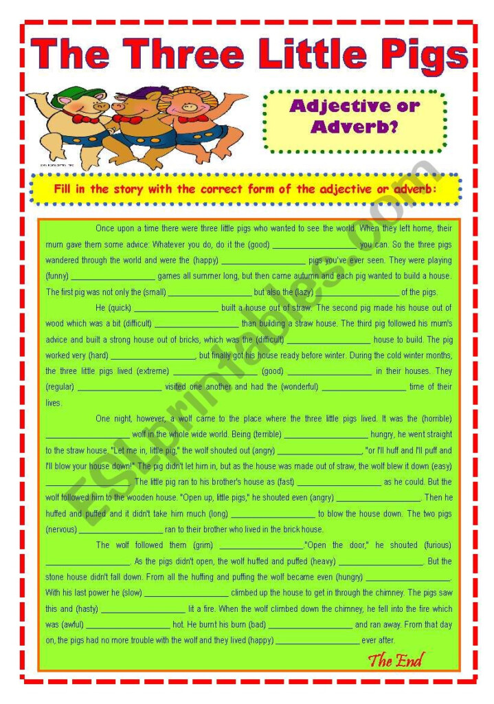 Adjective Or Adverb Story The Three Little Pigs ESL Worksheet By 