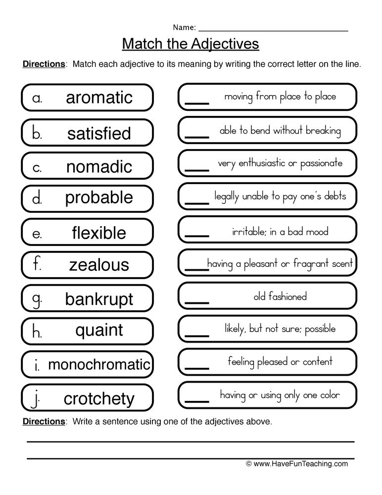 Adjective Phrase Worksheet 8th Grade