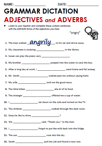 Adjectives And Adverbs All Things Grammar - AdverbWorksheets.net