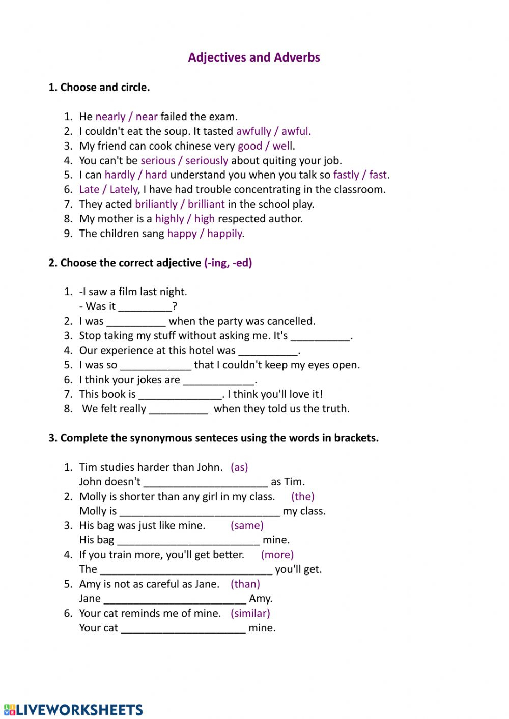 Worksheets On Kinds Of Adverbs For Grade 5 Pdf AdverbWorksheets