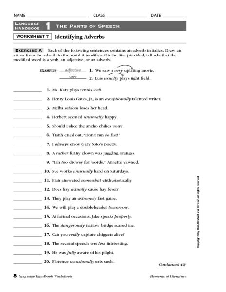Adjectives And Nouns Worksheets Free Printable 9th Grade Learning How 