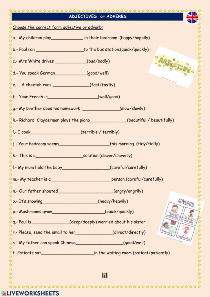 Adjectives Or Adverbs Interactive Worksheet