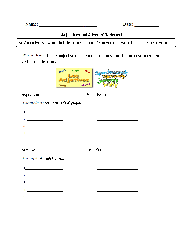 Adjectives Or Adverbs Worksheets Adjectives And Adverbs Worksheet