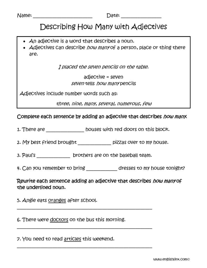 Adjectives Worksheet For Grade 4 Pdf Letter Worksheets