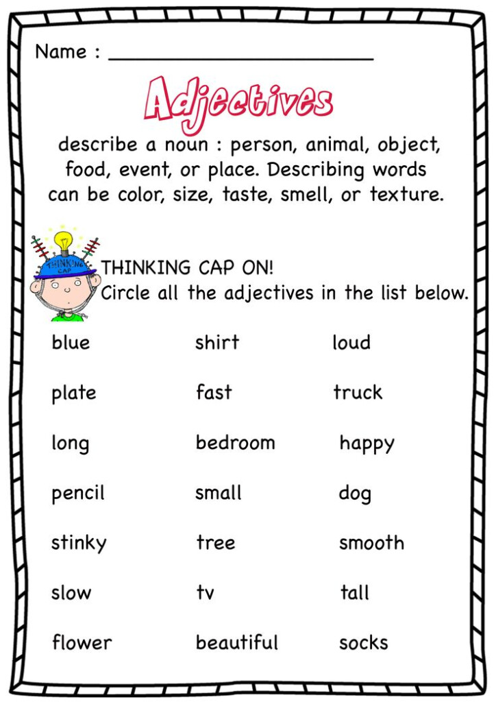 Adjectives Worksheets Adjective Worksheet Describing Words Adjectives