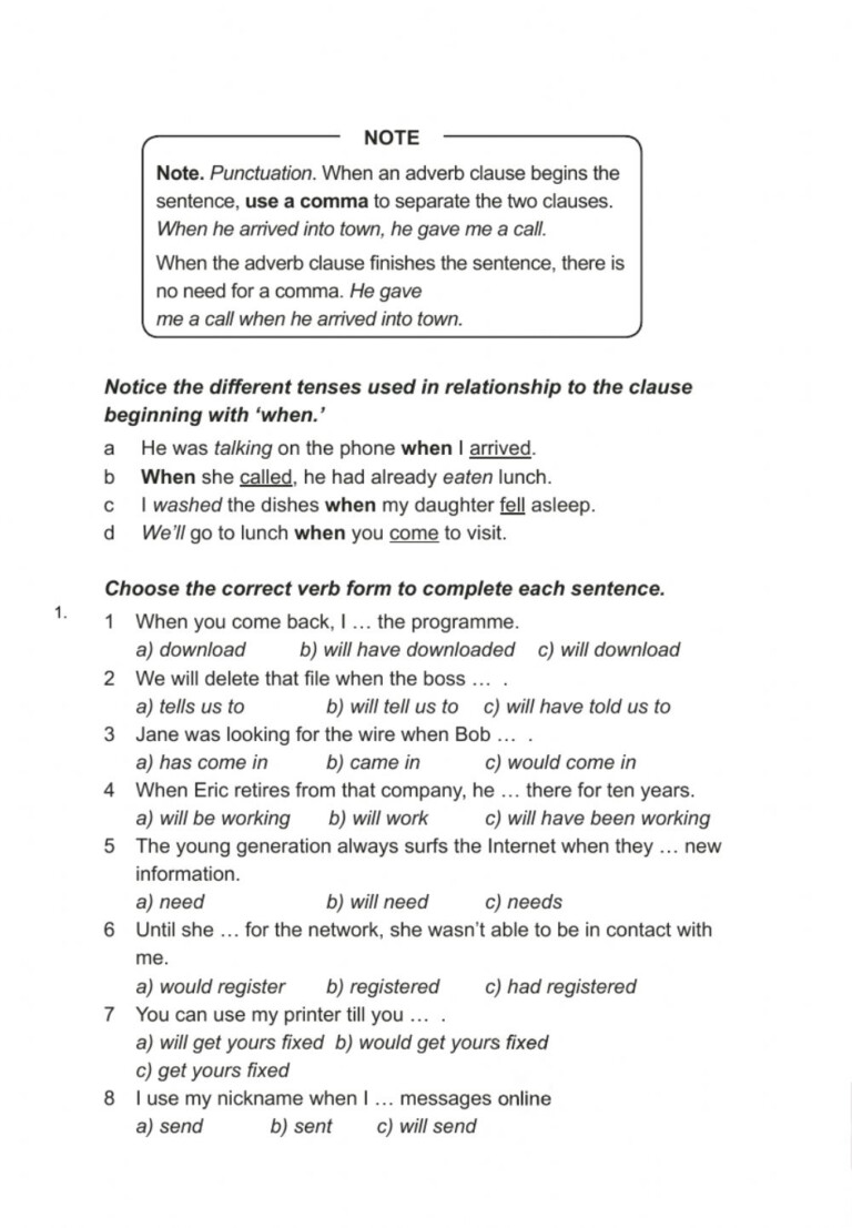 Worksheet Of Clauses With Answers AdverbWorksheets