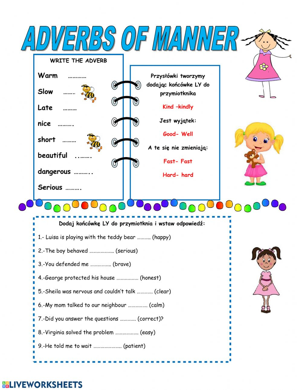 Adverb Of Manner Worksheet Grade 3 1 1 Fill The Gaps In The Table