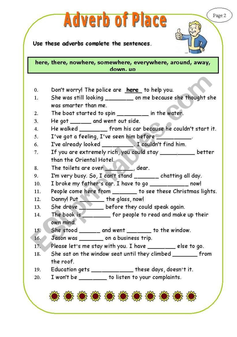 Adverb Clause Of Place Exercise With Answers