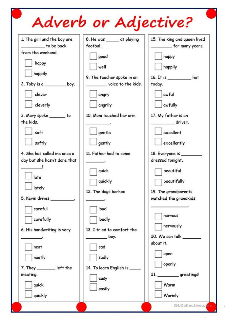 Adverb Or Adjective Worksheet Free ESL Printable Worksheets Made By 