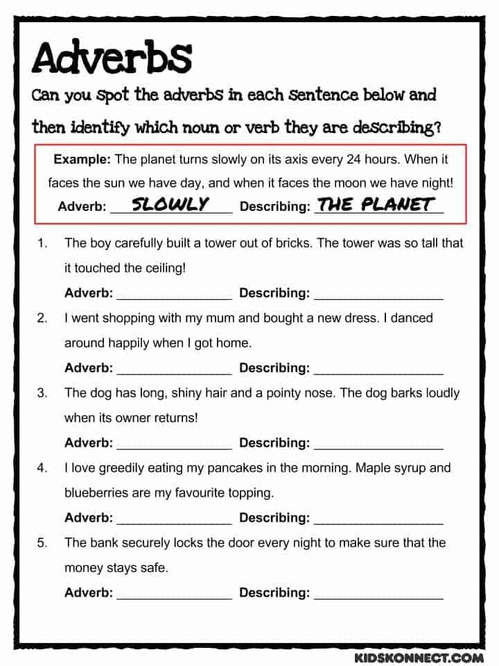 Adverb Worksheet Adverbs Worksheet Adjective Worksheet Adverbs