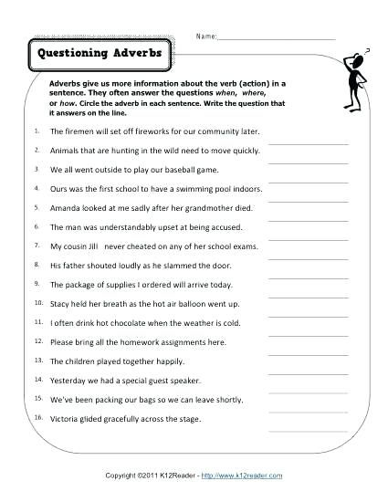 Adverb Worksheet Grade 6 AdverbWorksheets