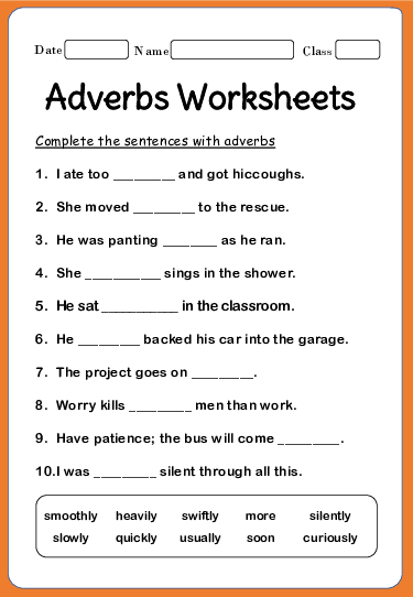 Adverb Worksheets For Elementary School Printable Free K5 Learning 