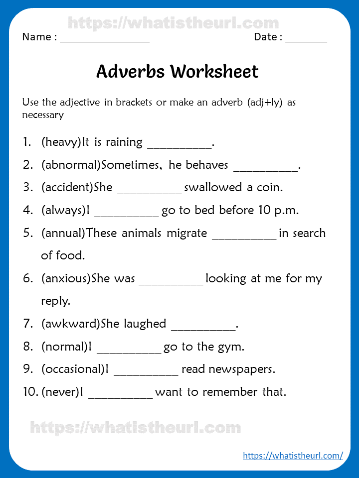 Adverb Worksheets With Answer Key Explore Worksheet