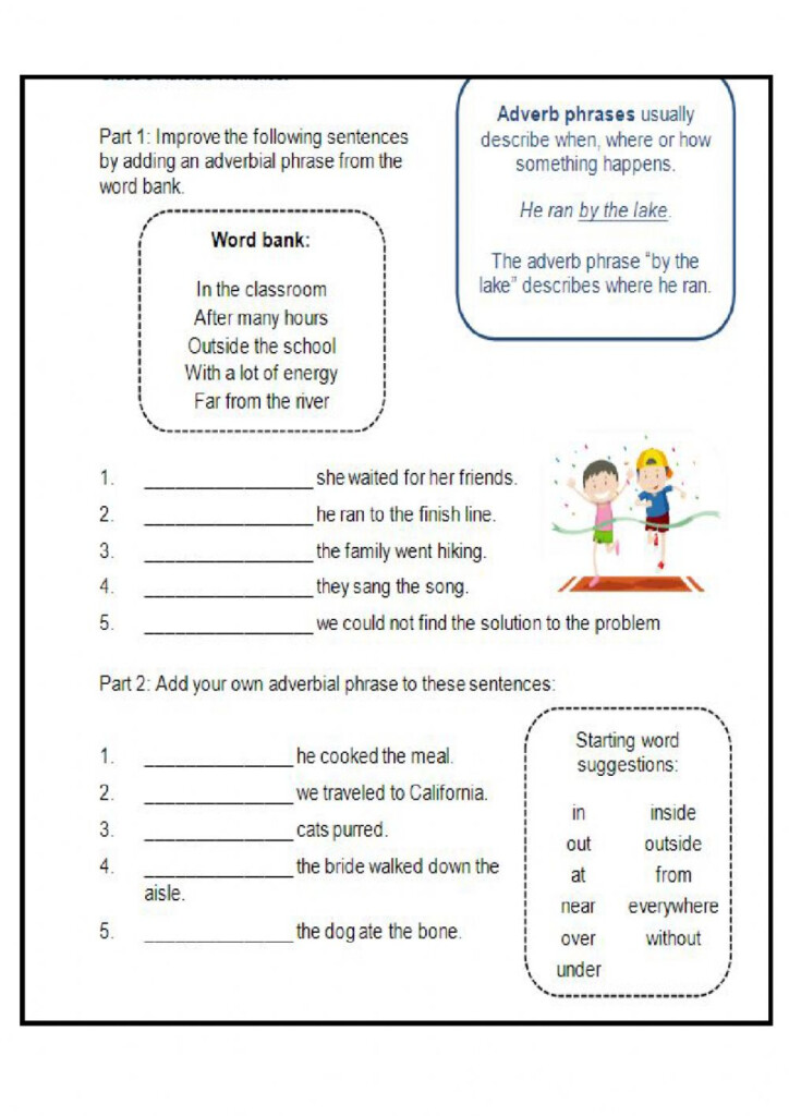 Adverbial Phrases Interactive Worksheet