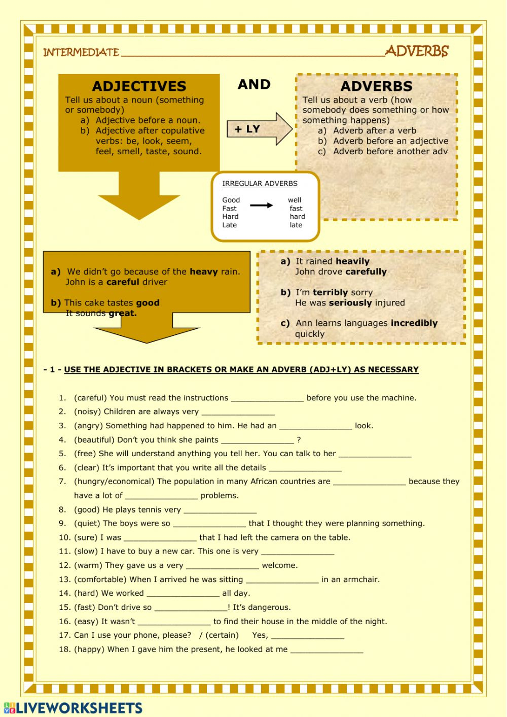 Adjectives And Adverbs Worksheets 8th Grade AdverbWorksheets