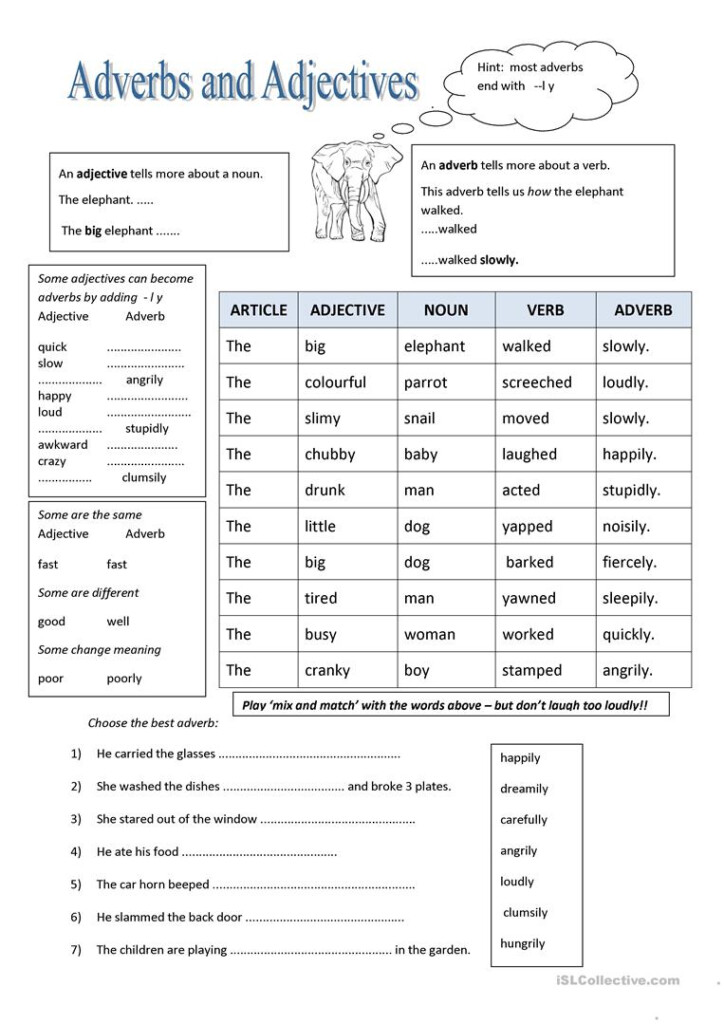 Adverbs And Adjectives Worksheet Free Worksheets Samples