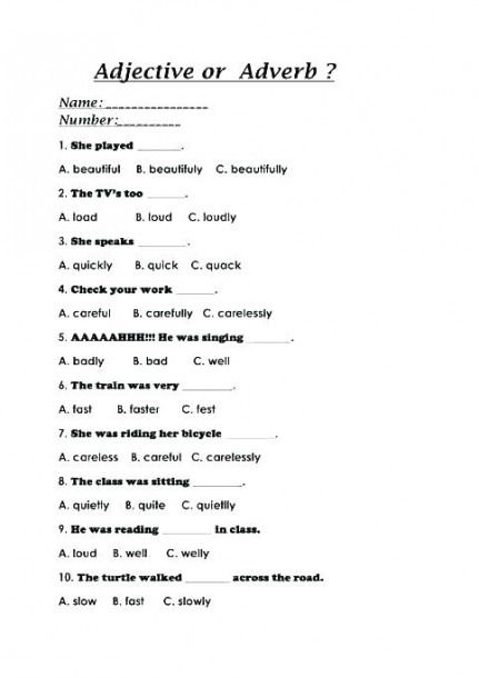Adverbs And Adjectives Worksheet Second Grade Adverbs Worksheet 