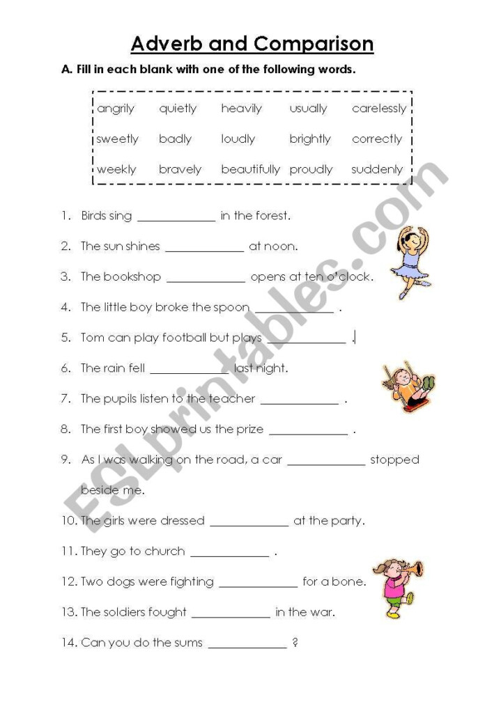 Adverbs And Comparison ESL Worksheet By Pig lily