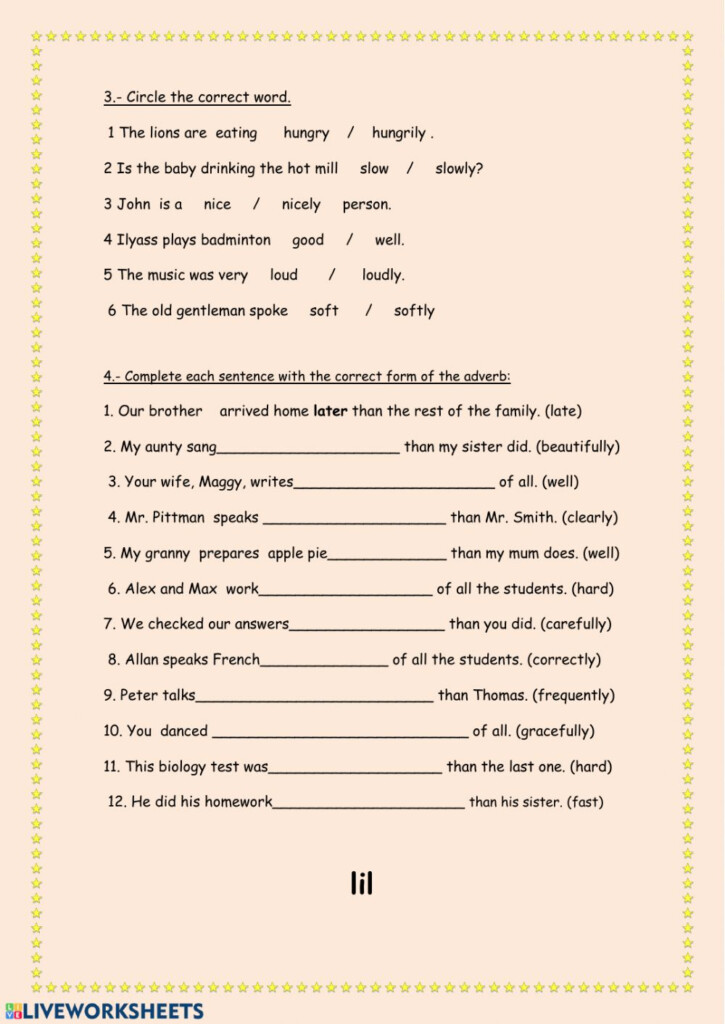 Adverbs Comparisons Worksheet