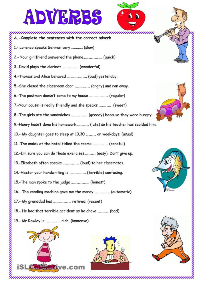 Adverbs Exercises For Class 7 With Answers Pdf Coloring Idea