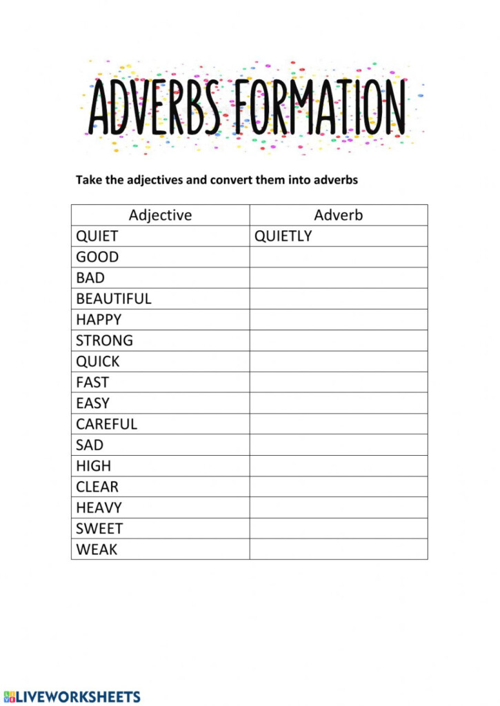 Adverbs Formation Worksheet