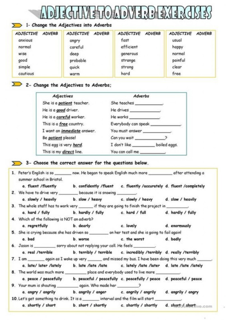 Adverbs Free Activity