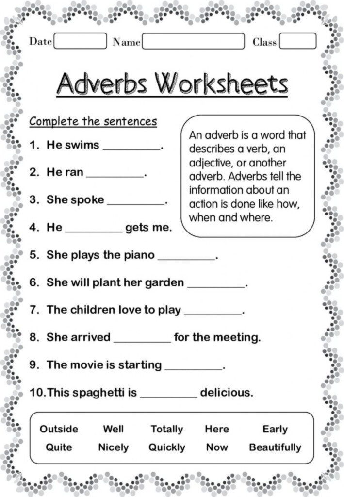 Adverbs Interactive Worksheet For 4 TO 6