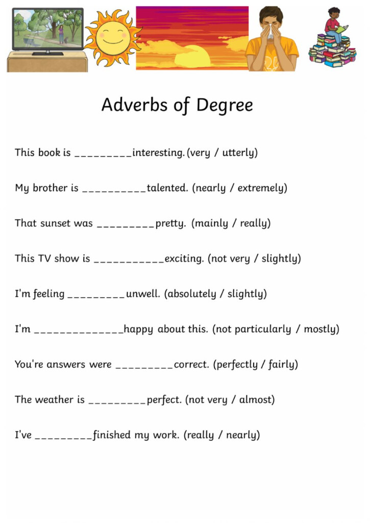 ADVERBS OF DEGREE Online Activity