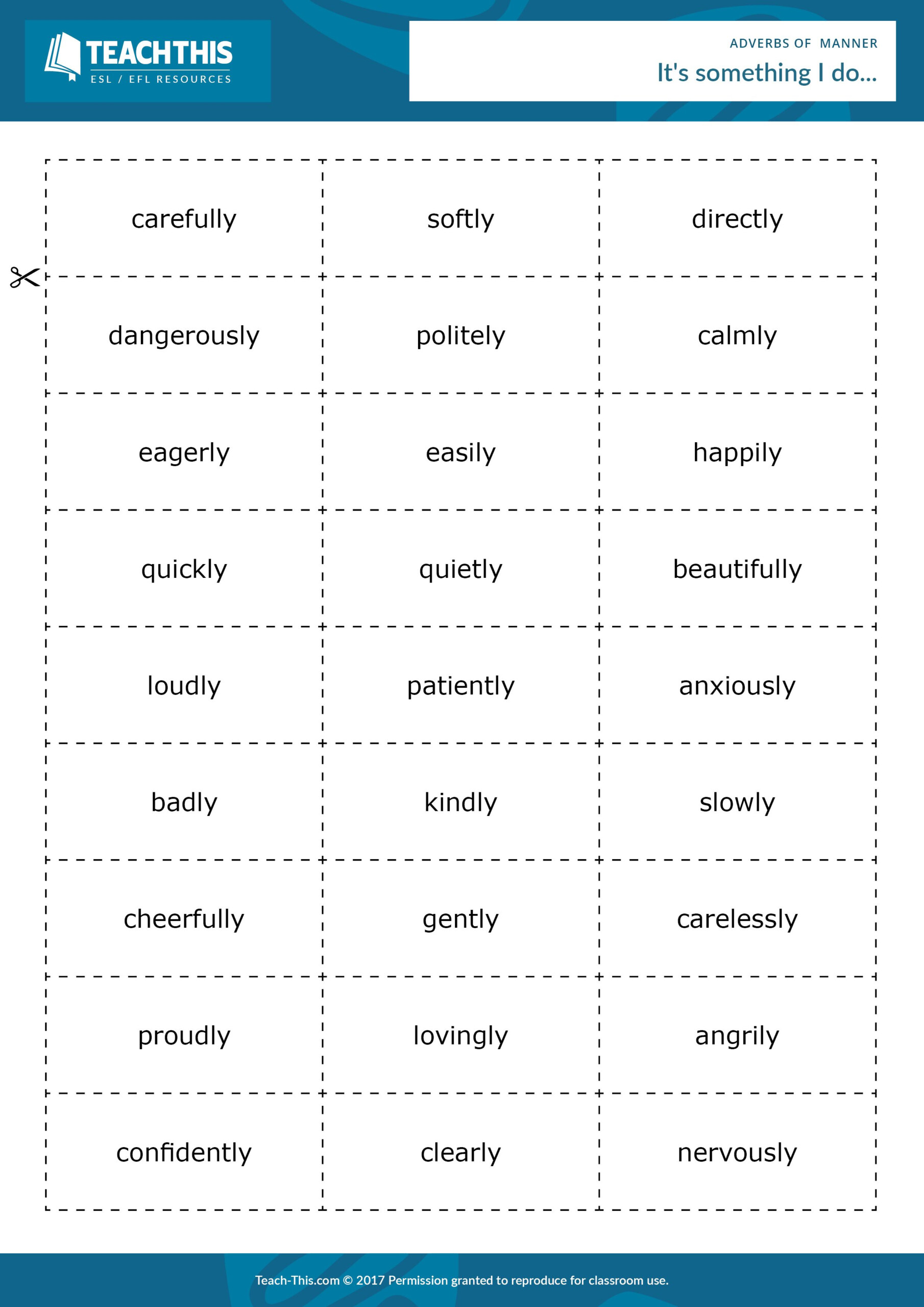 Adverbs Of Manner Worksheets Pdf With Answers