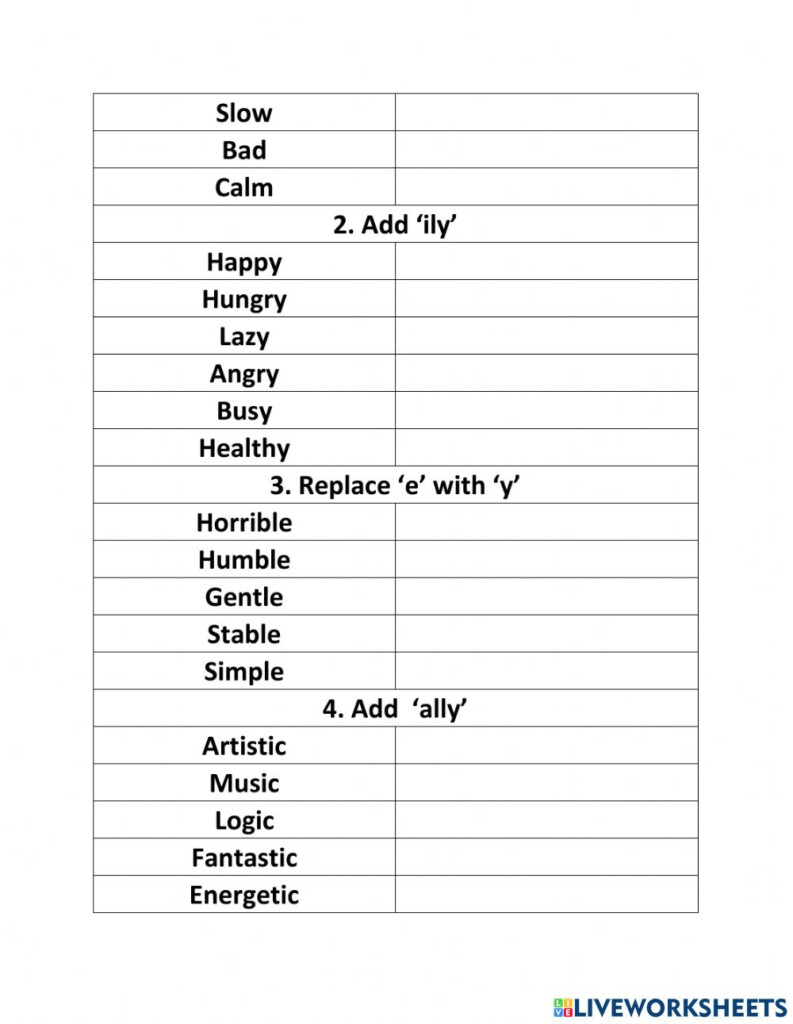 Adverbs Of Manners Year 6 Worksheet