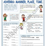 Adverbs Of Place Time And Manner ESL Worksheet By Rody