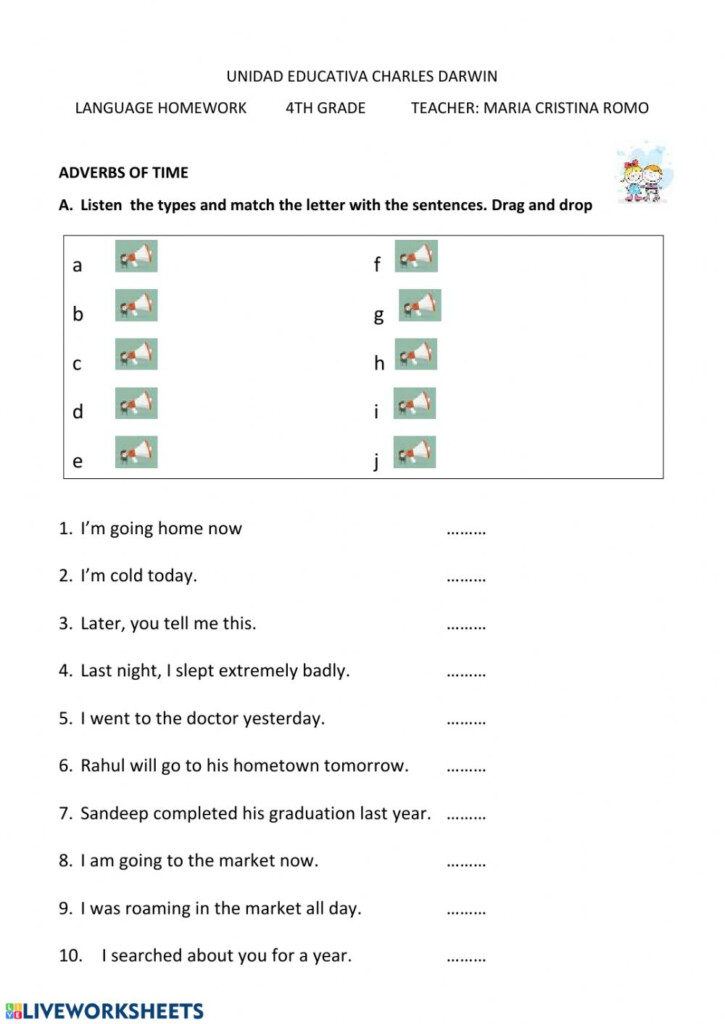 Adverbs Of Time And Days Of The Week Worksheet