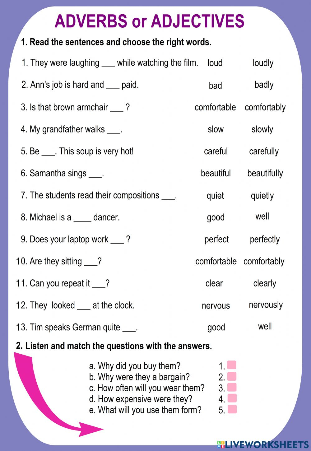 Adverb Or Adjective Worksheet AdverbWorksheets