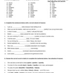 Adverbs Printable Worksheets Grade 7 Learning How To Read