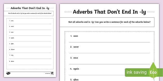 Adverbs That Don t End In ly Activity Sheet adverbs