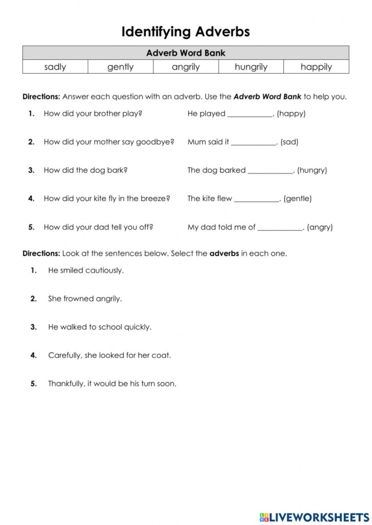 Adverbs With ly Interactive Worksheet