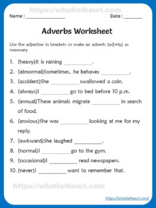 Adverbs Worksheet Year 3 - AdverbWorksheets.net