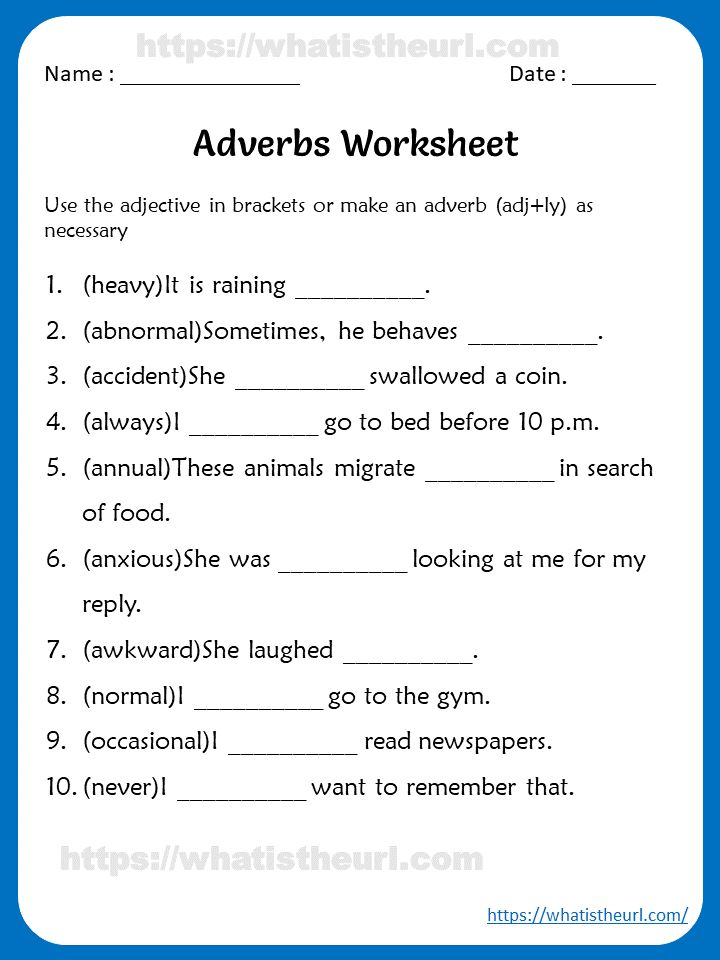 Adverbs Worksheets For 4th Grade Adverbs Worksheet English Grammar