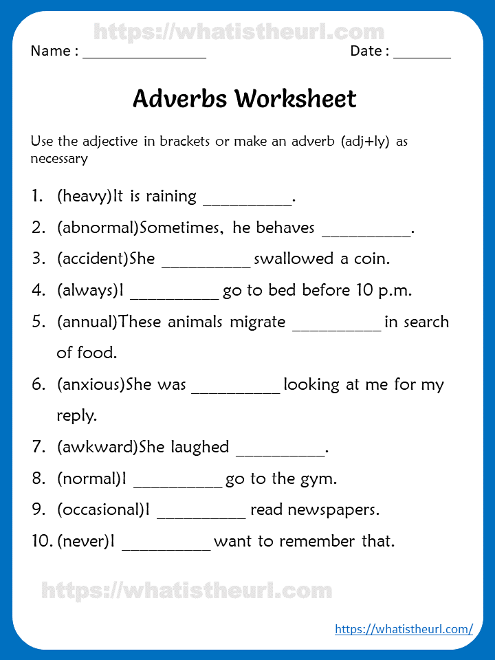 Adverbs worksheets for grade 4 Your Home Teacher