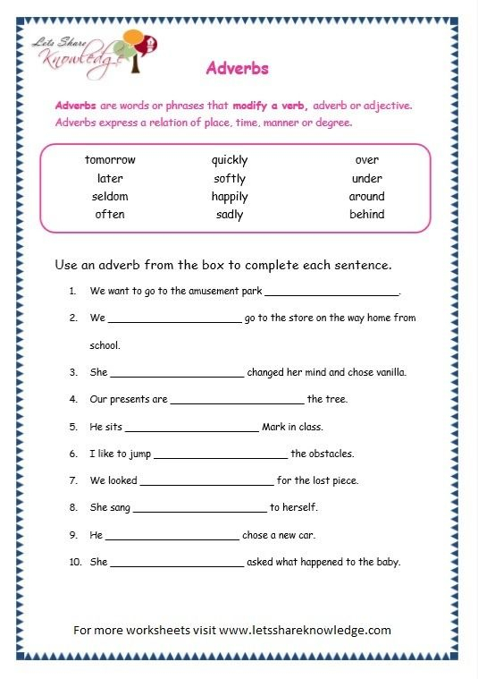 Adverbs Worksheets For Grade 5 Adverbs Worksheet English Grammar 