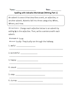 Adverbs Worksheets Spelling With Adverbs Worksheets - AdverbWorksheets.net