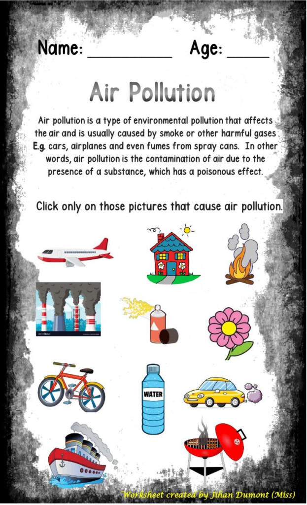 Air Pollution Worksheet Air Pollution Project Pollution Activities 