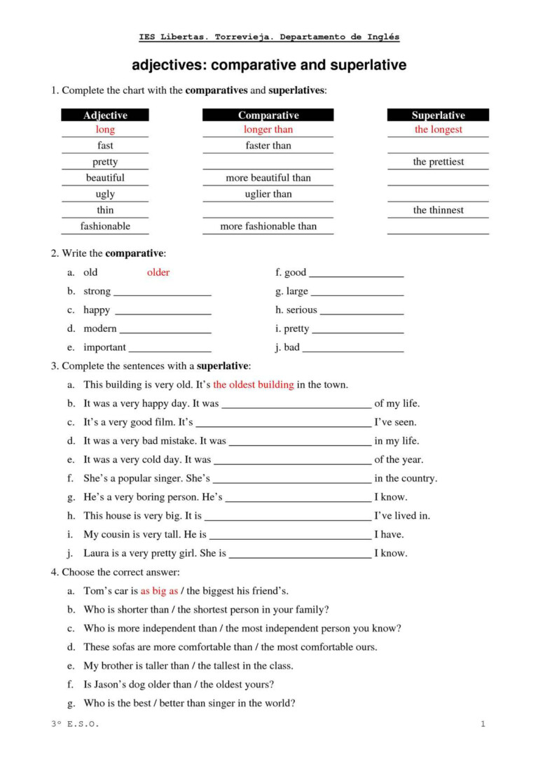 Calam O Comparatives And Superlatives - AdverbWorksheets.net